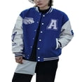 thumbnail image 1 of Men Women Embroidery Baseball Jackets Long Sleeves Oversized Button Down Varsity Bomber Jacket, 1 of 6