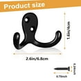 thumbnail image 2 of 10 Pack  Black Heavy Duty Wall Hooks, 20 LB Double Prong Metal Hooks for Hanging, Wall Mounted Organizer for Entryway, Closet, Garage, Bathroom, Kitchen, 2 of 7