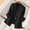 Black, variant on Women's 3/4 Sleeve Blazers, One-Button Lightweight Slim Fit Jackets with Rolled Cuffs Padded Shoulder for Business Casual