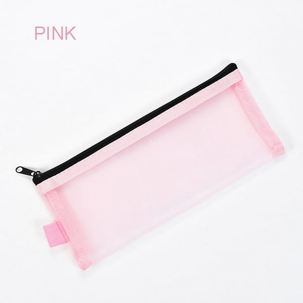 Estuche de malla para bolígrafos y lápices, bolsa de almacenamiento de nailon transparente | Organizador de papelería rectangular | Soporte para material de oficina, escuela y arte