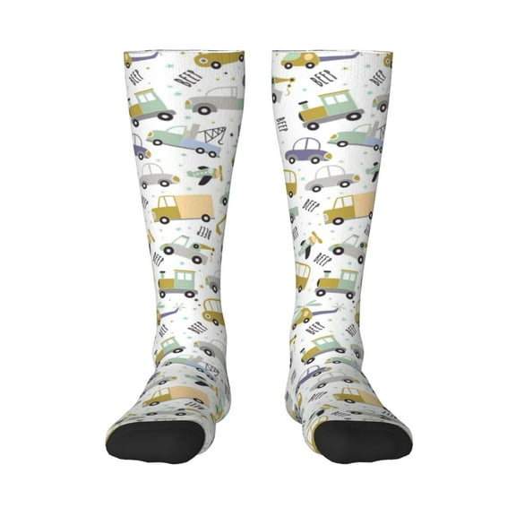 Vsdgher Transport 1 Print Thigh High Socks Extra Long Stretchy Sock Women Over Knee High Opaque Stocking Daily Wear