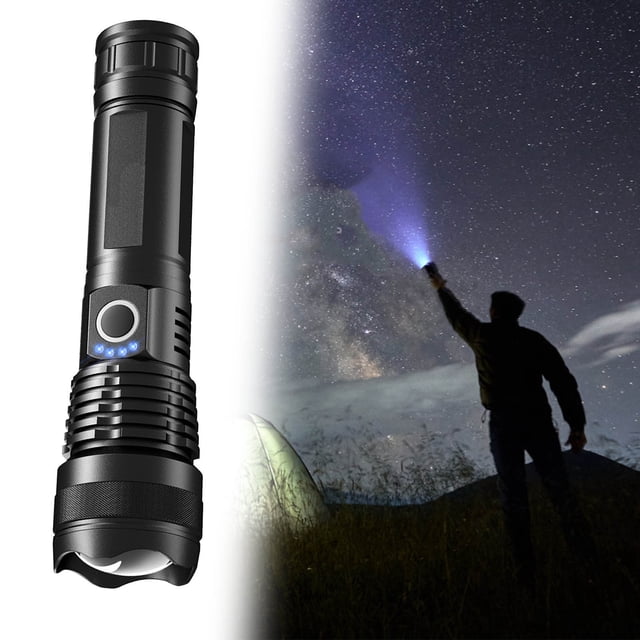 NARABB Strong Light Flashlight USB Charging Telescopic Focusing Bright Long Range X71 Aluminum Alloy Flashlight