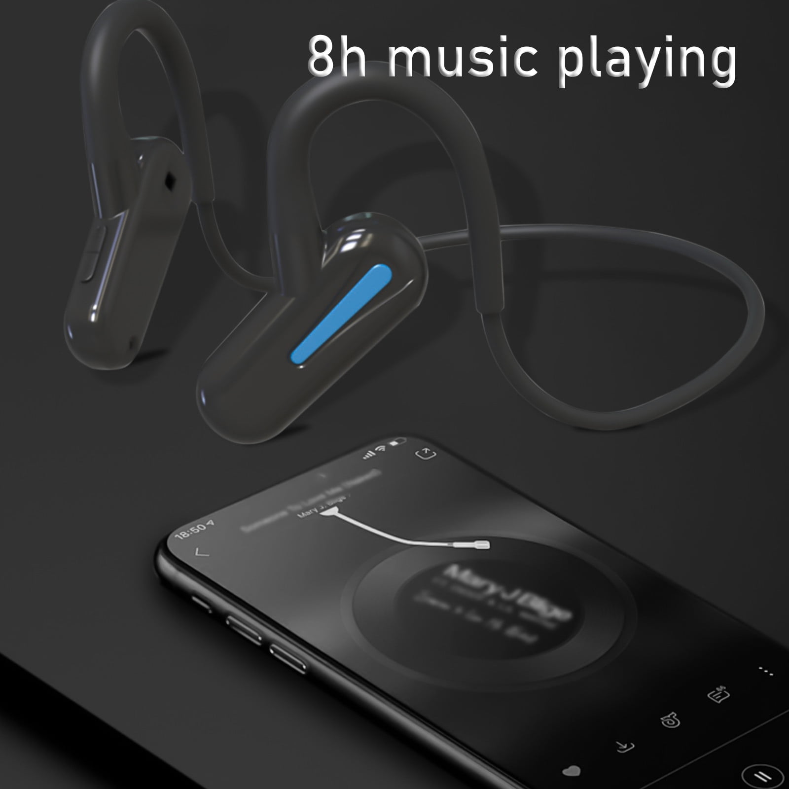 Open Ear Headphones, Bluetooth 5.3 Air Conduction Headphones with Mic Wireless Premium Stereo Sound Earbuds with 40H Playtime & Digital Display, IPX6 Earbuds for Running Fitness(Black)