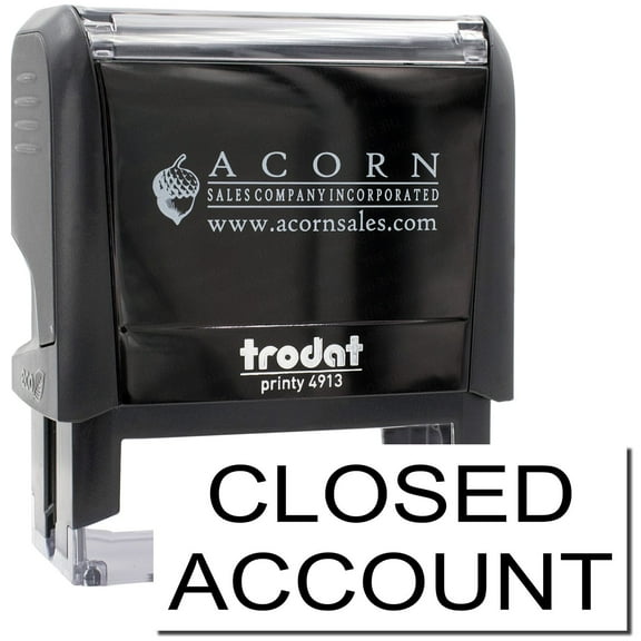 Large Self-Inking Closed Account Stamp, Trodat Printy 4913, Press and Print Stamping, Impression Size 7/8" x 2-1/4", Up to 10,000 Impressions - Black Ink