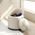 thumbnail image 4 of Costway Fauteuil Tonneau 1 Pce avec Rangement, Chaise de Coiffeuse Rembourrée Pivotante à 360° avec Dossier, Beige, 4 of 10