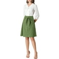thumbnail image 2 of INSPIRE CHIC Women's Bow Tie Cotton Button Front Flare A-Line Skirt, 2 of 6