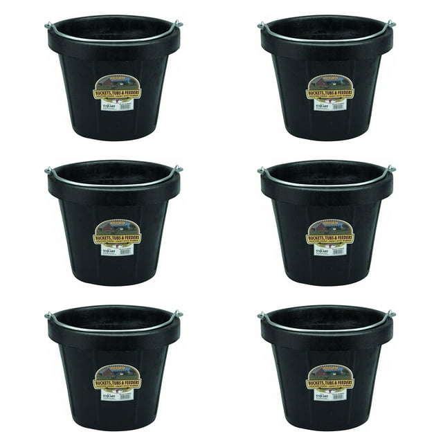 Little Giant 12 qt Flexible All-Purpose Rubber Bucket w/ Steel Handle (6 Pack)