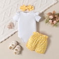 thumbnail image 4 of Odeerbi 0-18 Meses Conjunto de San Valentín Para Niña Canastilla de Verano Traje de Algodón Pantalones Cortos Con Cinta Para La Cabeza Conjunto de Tres Piezas Bordado, 4 of 9