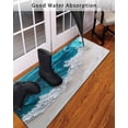 thumbnail image 3 of Watercolor Beach Wave Front Door Mat Abstract Blue Ocean Welcome Doormat Indoor Outdoor Entrance Floor Mat Non-Slip Washable Runner Rug for Front Porch Decor 20x63 Inch, 3 of 6