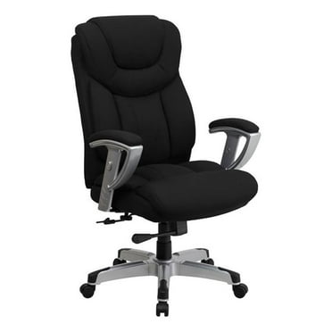 Bowery Hill Contemporary Fabric Tall Office Chair with Arms in Black