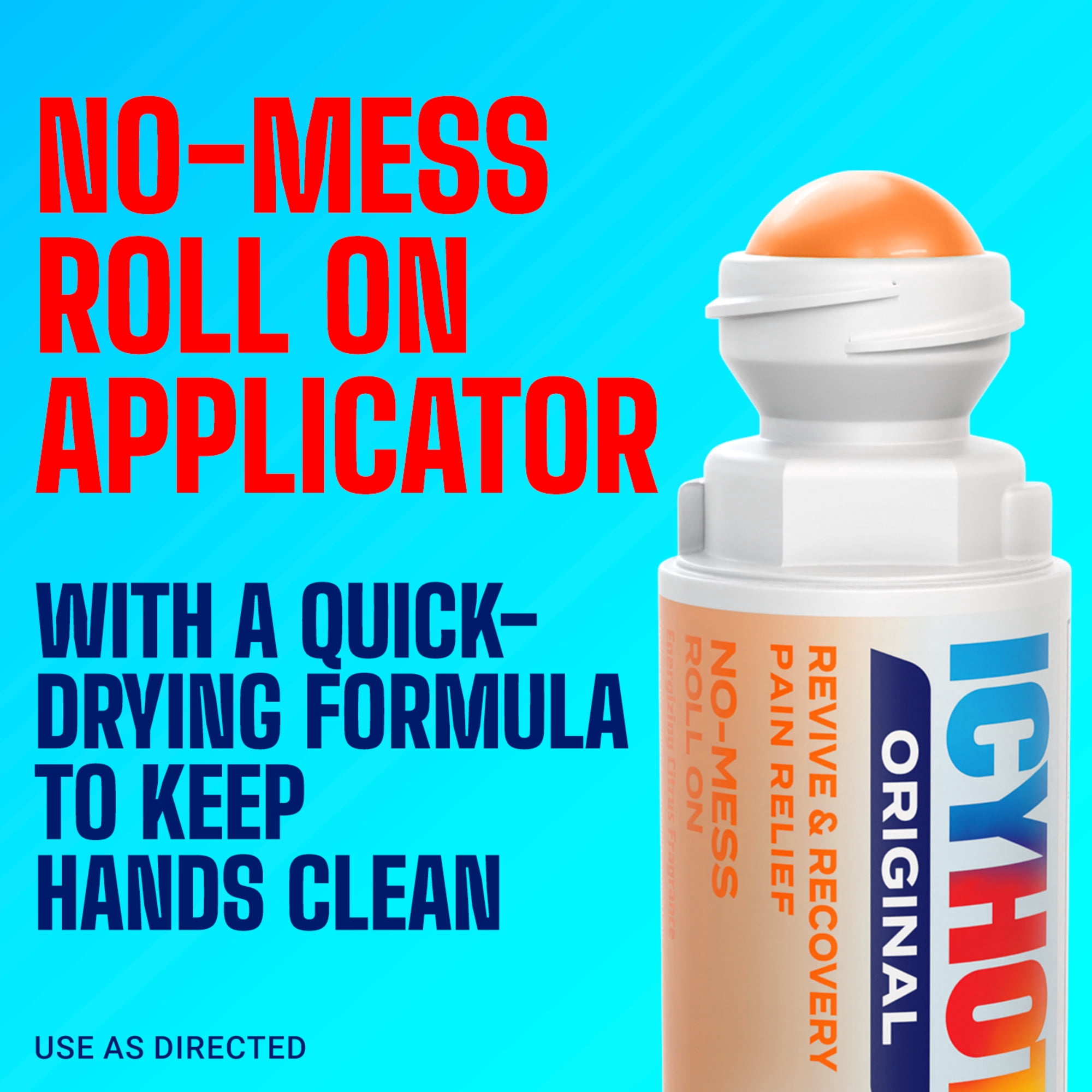 (2 pack) Icy Hot Original Pain Relief Revive & Recovery No-Mess Roll-On Applicator, Fast-Acting Pain Relief With 8% Menthol for Backaches, Joints, Muscle Strains and Arthritis, Citrus, 2 oz