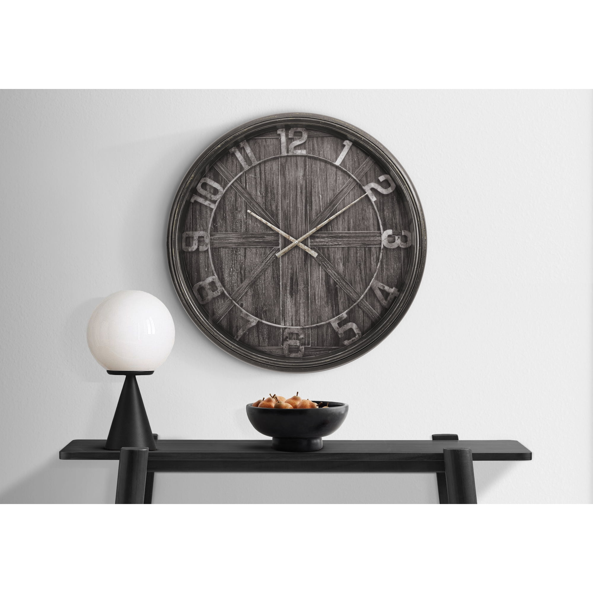 Clocks - 30 Round - Large Oversized - Wall Clock - Brown - Transitional