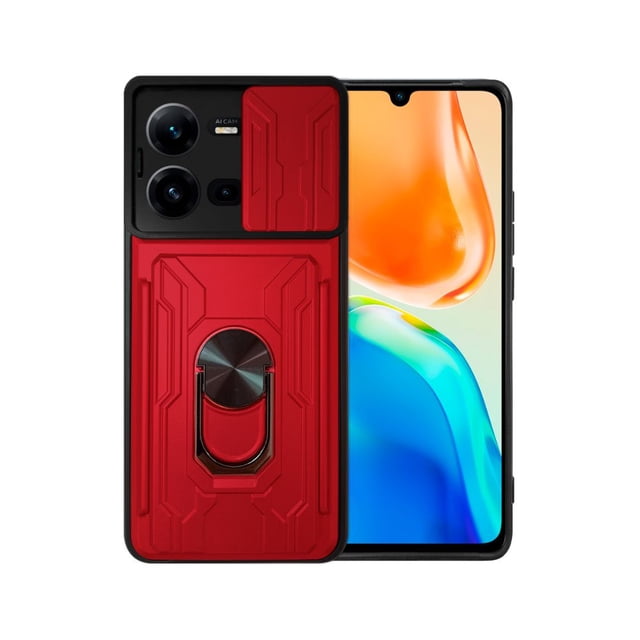 Funda con Anillo y Tarjetero Card Slot Bumper para Vivo V25 5G