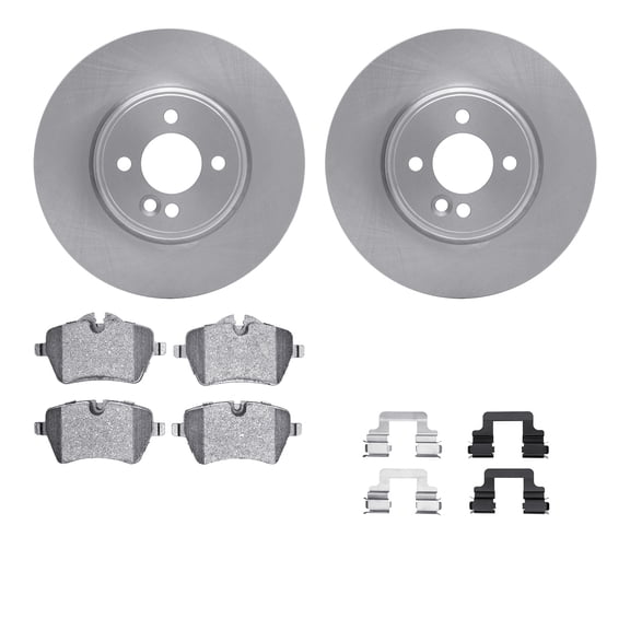 Dynamic Friction Company Front Brake Rotors with 5000 Euro Ceramic Brake Pads includes Hardware 6612-32005