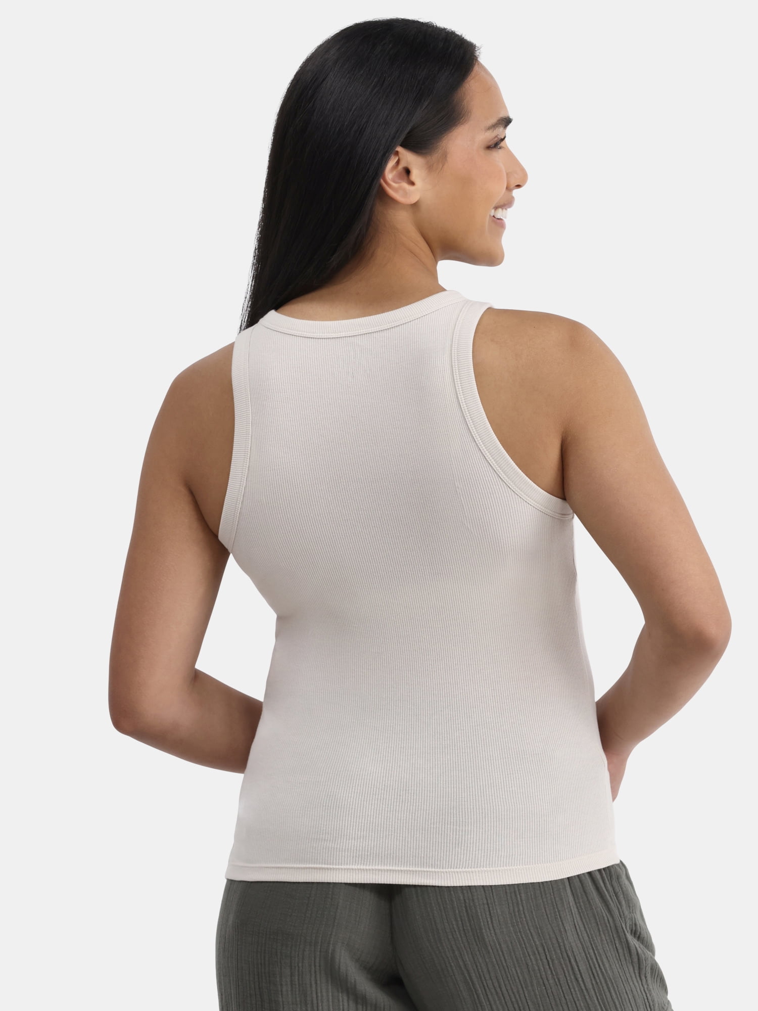Time and Tru Women's High Neck Ribbed Tank Top, Sizes XS-XXXL