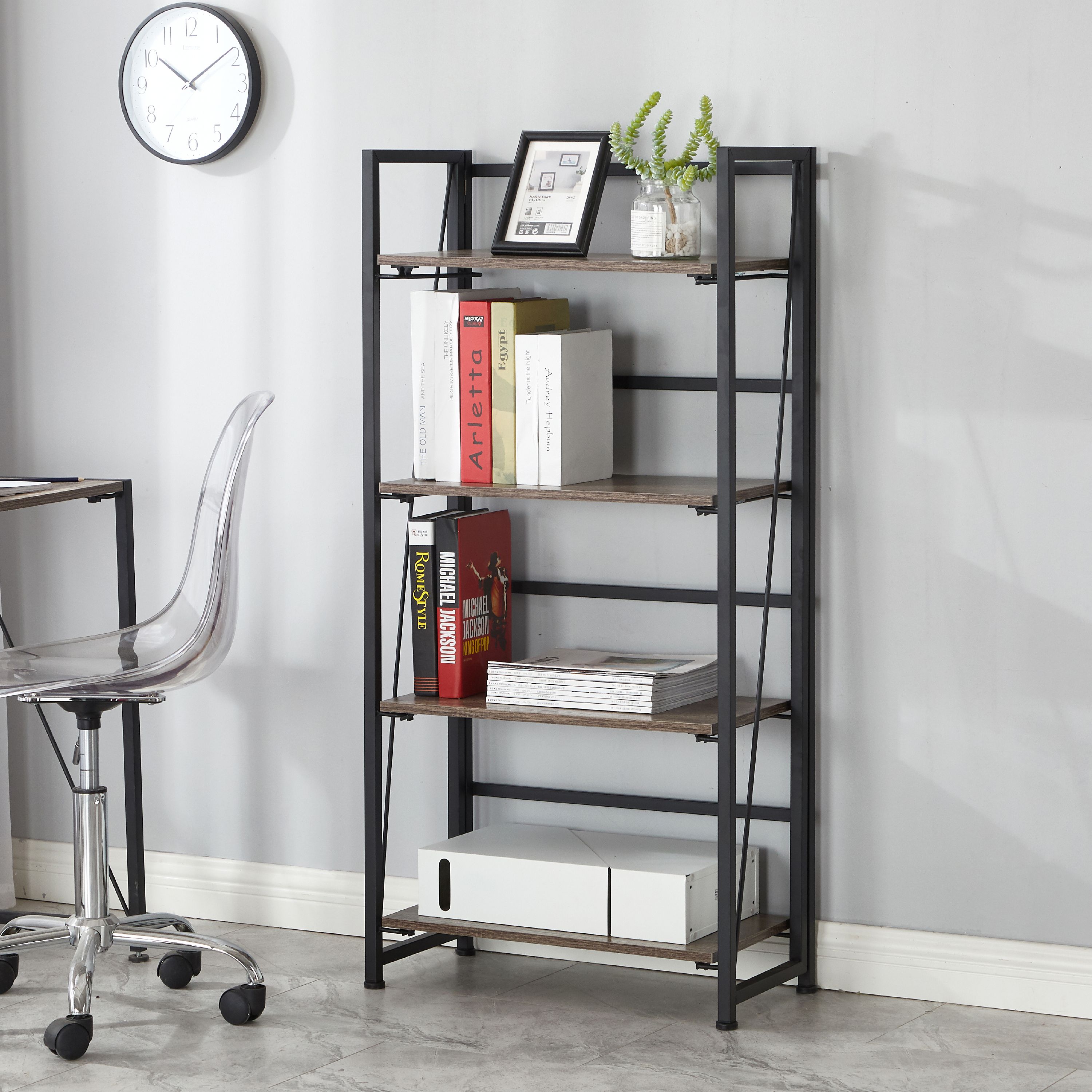 Urban Shop 4 Tier Shelving Unit, Black