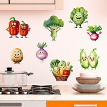 Cartoon Vegetables Wall Decals Food Wall Stickers Kitchen Wall Art Murals Restaurant Wall Decor Peel and Stick Adhesive Sticker for Kitchen Restaurant Dining Room Canteen