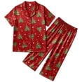 thumbnail image 2 of DAKIMOE Silk Satin Pajama Set for Women Capri Pajamas Short Sleeve Button Down Two Piece Pjs Sleepwear Soft Loungewear Nightwear, 2 of 9