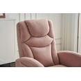 thumbnail image 2 of Nursery Rocking Chair with Two Side Pockets & Adjustable Footrest, Teddy Fabric Rocker with High Backrest, Modern Rocking Accent Chair for Living Room, Bedroom, Pink, 2 of 7