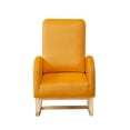thumbnail image 4 of High Back Rocking Chair, High Back Side Bag Flannelette Wood Indoor Rocking Chair Nursery Glider Rocker Chair, High Backrest Upholstered Accent Armchair, for Living Room Bedroom Office, Orange, 4 of 9