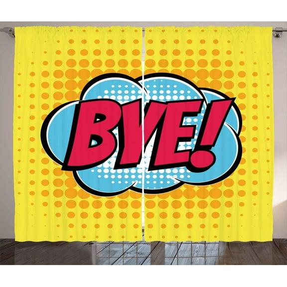 Ambesonne Fun Curtains 2 Panel Set, Comic Book Text, 108" x 63", Pale Blue Hot Pink