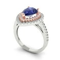 thumbnail image 2 of 2.48 ctw with Simulated Diamond Halo Accents Anniversary Ring for Women | Pear Cut Simulated Tanzanite | Hyperallergenic Solid 18K White/Rose Gold, 2 of 5
