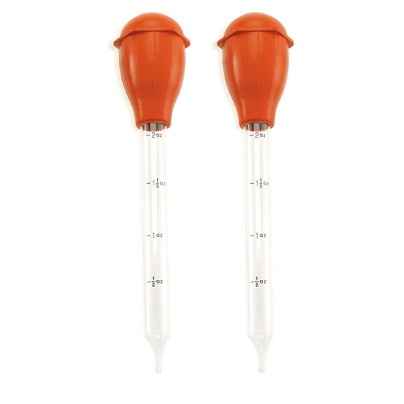 HIC Kitchen Roasting Deluxe Turkey Baster, High-Heat Tempered Glass With Silicone Bulb, 11-Inch, 2-Ounce Capacity, Set of 2