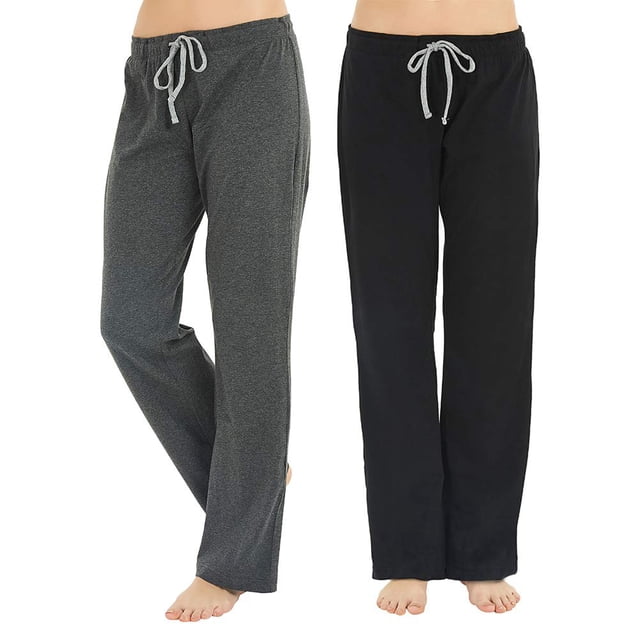 U2Skiin Paquete De 2 Pantalones De Pijama Para Mujer, Pantalones De Pijama Suaves Y Cómodos Para Mujer, Pantalones De Pijama Ligeros Para Dormir Para Mujer (Negro/Gris Oscuro Mel. M)