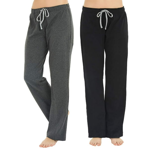 U2Skiin Paquete De 2 Pantalones De Pijama Para Mujer, Pantalones De Pijama Suaves Y Cómodos Para Mujer, Pantalones De Pijama Ligeros Para Dormir Para Mujer (Negro/Gris Oscuro Mel. M)