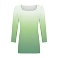 thumbnail image 7 of Royisotas Gradient Color Women Tops 3/4 Sleeve Casual Green Summer Womens Tshirts Loose Comfortable Square Neck Shirts, 7 of 7