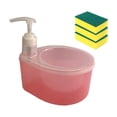 thumbnail image 1 of Dispensador de jabón líquido 2 en 1 con bomba, herramienta de mano portátil con soporte para esponja, botella con bomba de jabón líquido para Bar, Rosa, 1 of 9