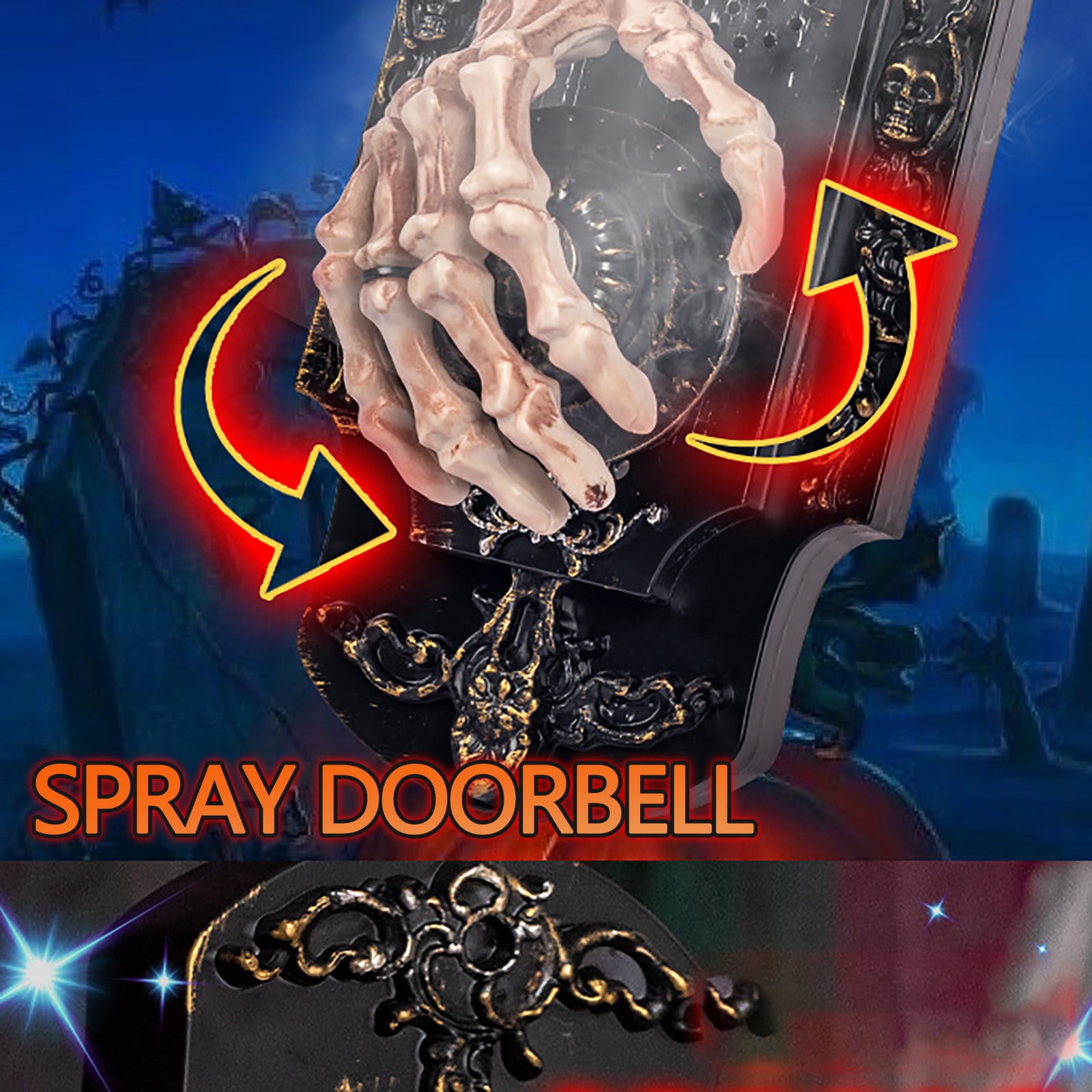Wovilon Halloween Decorations, Halloween Decorative Doorbell, Automatic Sensor Doorbell, Haunted Doorbell With Spooky Sound And Spray For Kids, Halloween Party Props Decoration