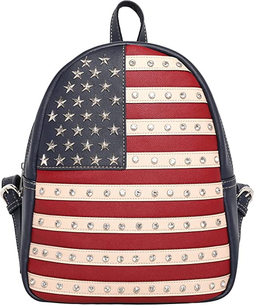 Usa Flag Adler Vacations Land America Fashion Shoulder Bag Rucksack PU Leather Women Girls Ladies Backpack Travel Bag