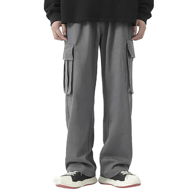toraway Men's Casual Pants Elastic Waist Drawstring Mens Casual Cargo Pants Relaxed Fit Lightweight Stretch Elastic Waist Drawstring Joggers Pants Multi Pockets XXL