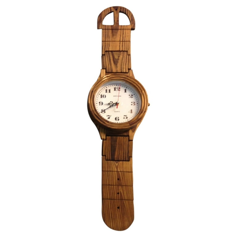 Giant Wrist Watch Clock All Wood Material. Wall Mount Large Watch Clock Product Size 7.87 x 31.1 x 1