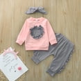 thumbnail image 2 of IROINNID Toddler Girl's 3PCS Set Printed Long Sleeve Top Comfy Pants Outfits With Headbands, 2 of 8