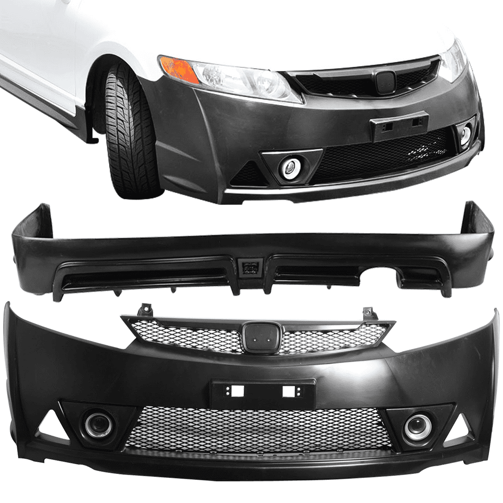 Ikon Motorsports Compatible With 06 11 Honda Civic Mugen Rr Style Bodykit Front Bumper Rear Lip Pp Walmart Com