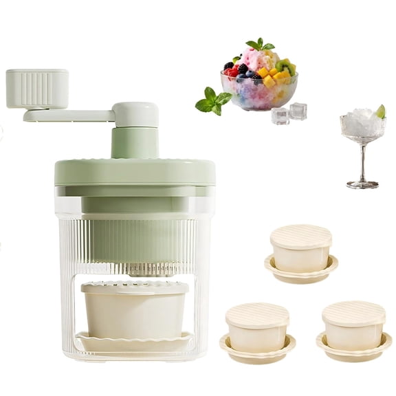 Hand Crank Manual Ice Shavers Machine, Portable Snow Cones Machine with 3 Ice Cups and 6 Receiving Trays, Hand Ice Shaver for Snow Ice, Cocktails, Ideal Gift