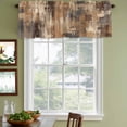 thumbnail image 3 of Brown Abstract Curtain Valances for Windows, Kitchen Valance Window Treatments Panel 2 Pack, Vintage Geometric Gradient Oil Painting Modern Rod Pocket Short Curtains for Bathroom Bedroom 60 x 18 Inch, 3 of 8