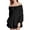 Black, variant on Women Off Shoulder Long Sleeve Romper, Ruffle Elastic Smocked Waist Double Layer Flounce Casual Holiday Playsuit Black XL