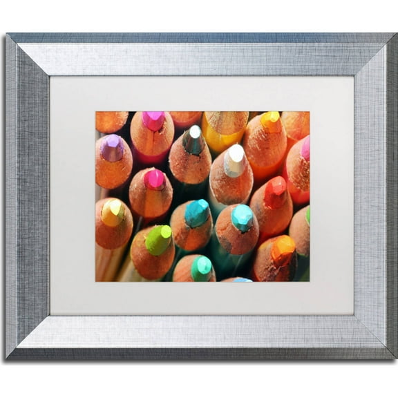 Trademark Fine Art "Pencils" Canvas Art by Jason Shaffer, White Matte, Silver Frame