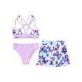 thumbnail image 4 of vastwit Kids Girls 3 Piece Bathing Suit Tropical Printed Swimsuit Quickly Dry Swimwear Tankini Set Lavender 16, 4 of 5