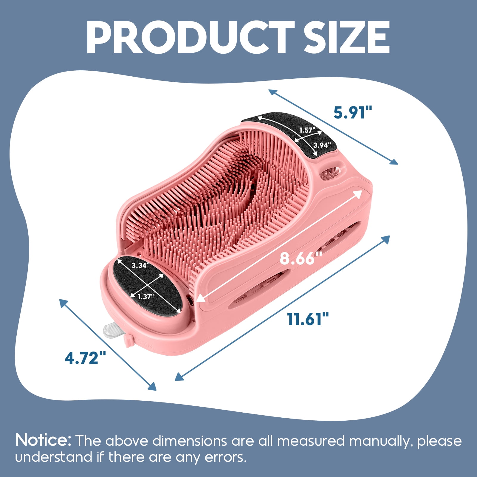 Aukfa Shower Foot Scrubber, Non-Slip Foot Washer Care for Exfoliating Cleaning, Pink, 1 Pcs
