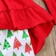 thumbnail image 7 of Shuttle tree Little Girls Christmas Outfits Long Flare Sleeve Dress Tops+Pants+Scarf Boutique Outfits, 7 of 7