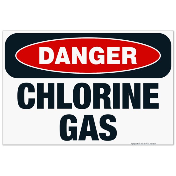 Danger Chlorine Gas Sign, OSHA Danger Sign, 24x36 Corrugated Plastic