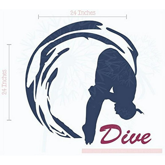 Girls Dive Swimming Wall Sticker Art Vinyl Decals Best Girl Bedroom Decor Deep Blue-Berry