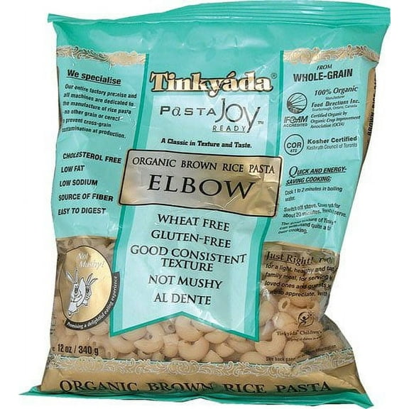 Tinkyada Pasta Organic Brown Rice Pasta Elbows, Gluten Free, 12 oz. Bags (Pack of 3)