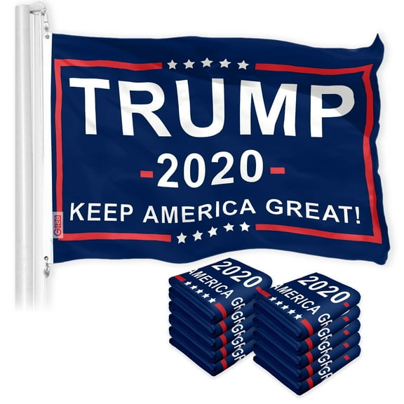 G128- (10pk) 3x5 FT Trump Flag for Outside with "Keep America Great" Banner Sign | Printed 150D Polyester