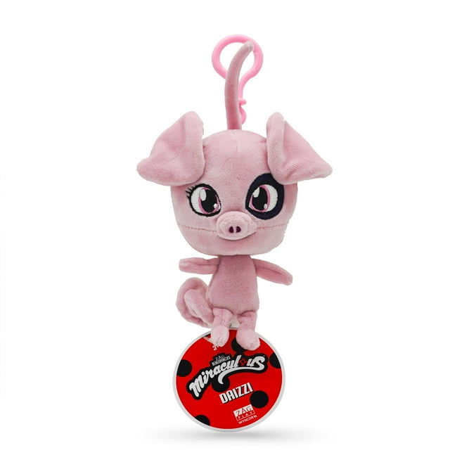 Miraculous Ladybug - Kwami Lifesize Daizzi Juguetes con clip de peluche de cerdo de 5 pulgadas para niños Juguete de peluche coleccionable súper suave con ojos de puntada brillante y llavero de mochil