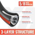 thumbnail image 2 of Garden Hose 75ft x 5/8in,  Water Hose with 10 Function Hose Nozzle, Swivel Handle, Kinkless, Leakproof, 3/4" Solid Brass Connections for Backyard Lawn Car Wash, 2 of 8